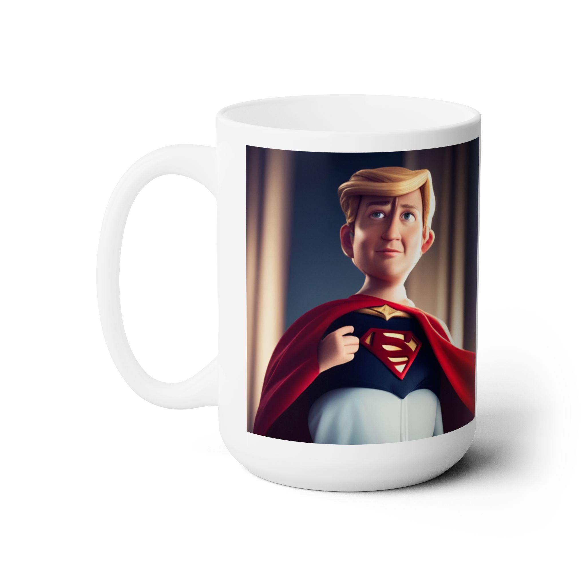 Funny Baby Face Donald Trump Superman White Coffee Mug Gift Family New US 15oz