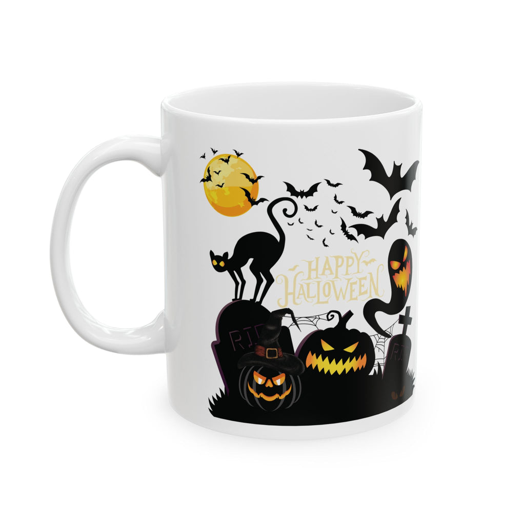 Happy Halloween Pumpkin Spooky White Coffee Mug Funny Best Gift For Friends 11oz