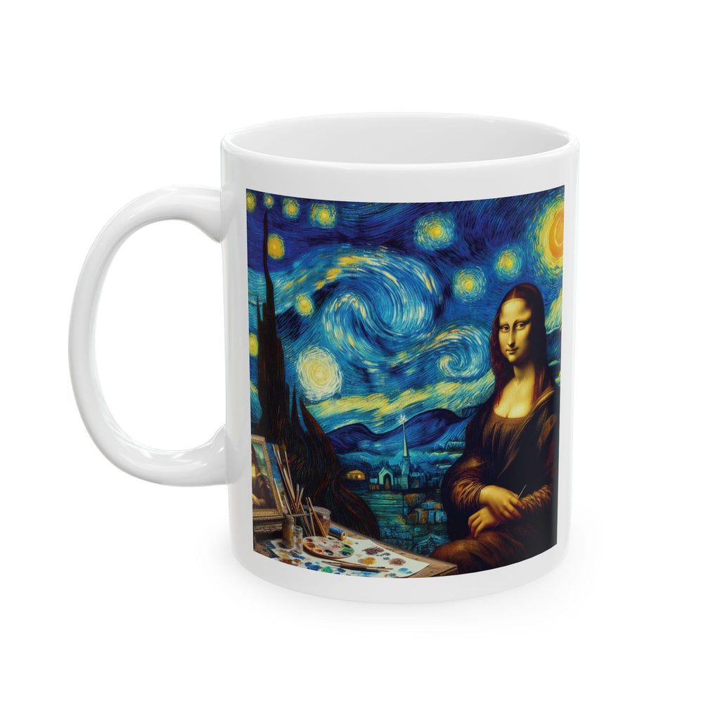 Funny Mona Lisa Van Gogh Starry Night Art Tea Coffee Cup Ceramic Mug Unique Gift