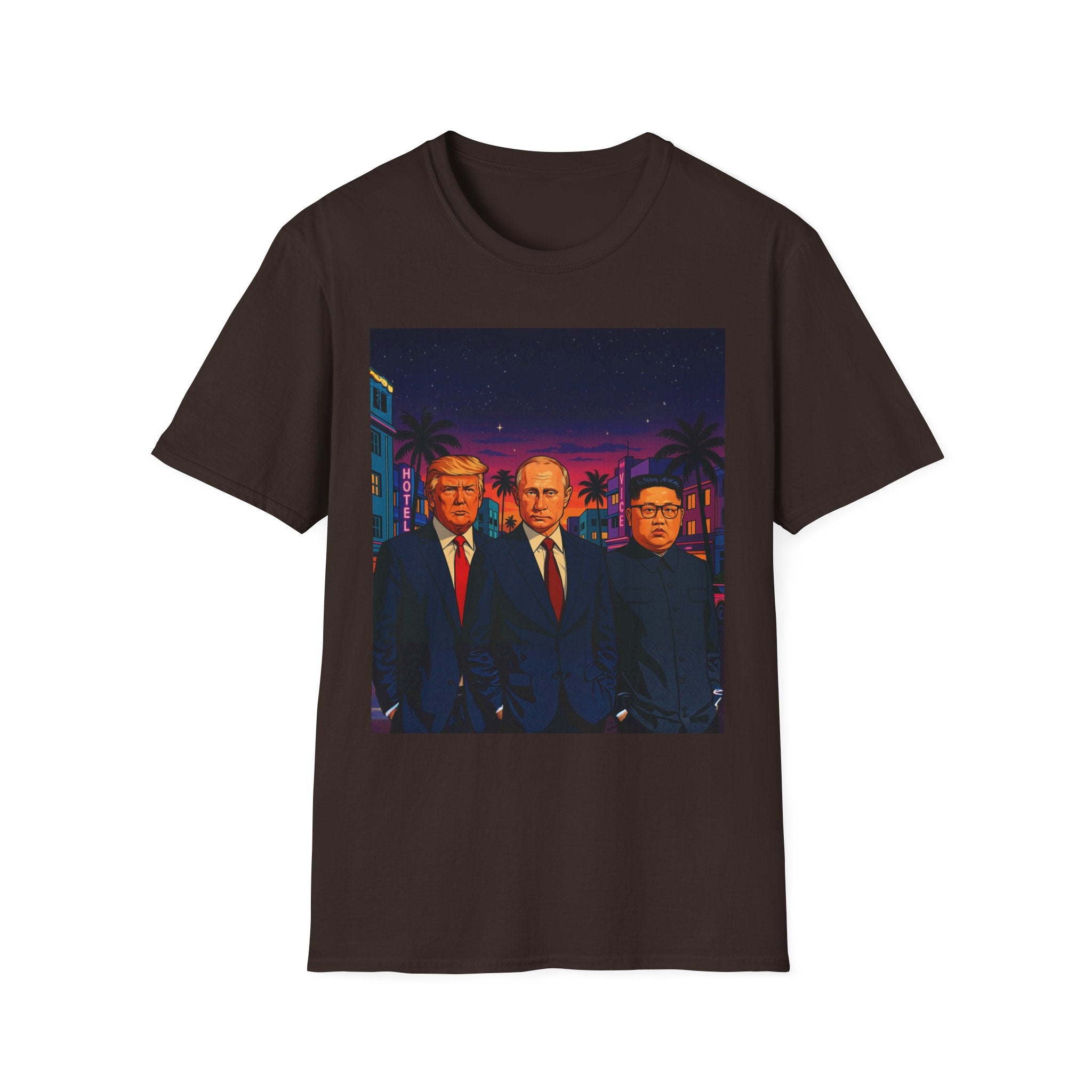 Funny Donald Trump Kim Putin in Miami T-Shirt Unique Unisex Softstyle Gift New