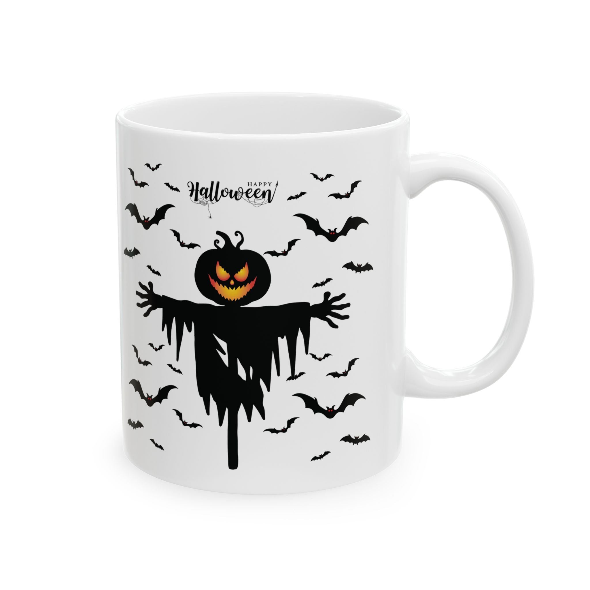 Smiling Halloween Pumpkin Spooky Bats Happy Holiday Funny Coffee Mug Gift 11oz