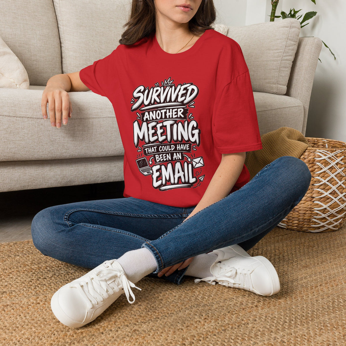 Funny Dark Humor Shirt Survived a Meeting That Could Have Been an Email Tee Unique Coworker Gift