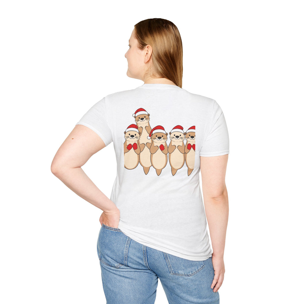 Christmas Otters Family T-Shirt | Cute Cartoon Holiday Design Unique Shirt Gift