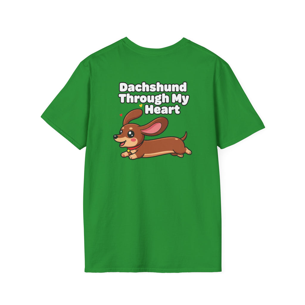 Cute Dachshund Shirt Dachshund Through My Heart Funny Dog Lover Unisex Softstyle Tee Gift