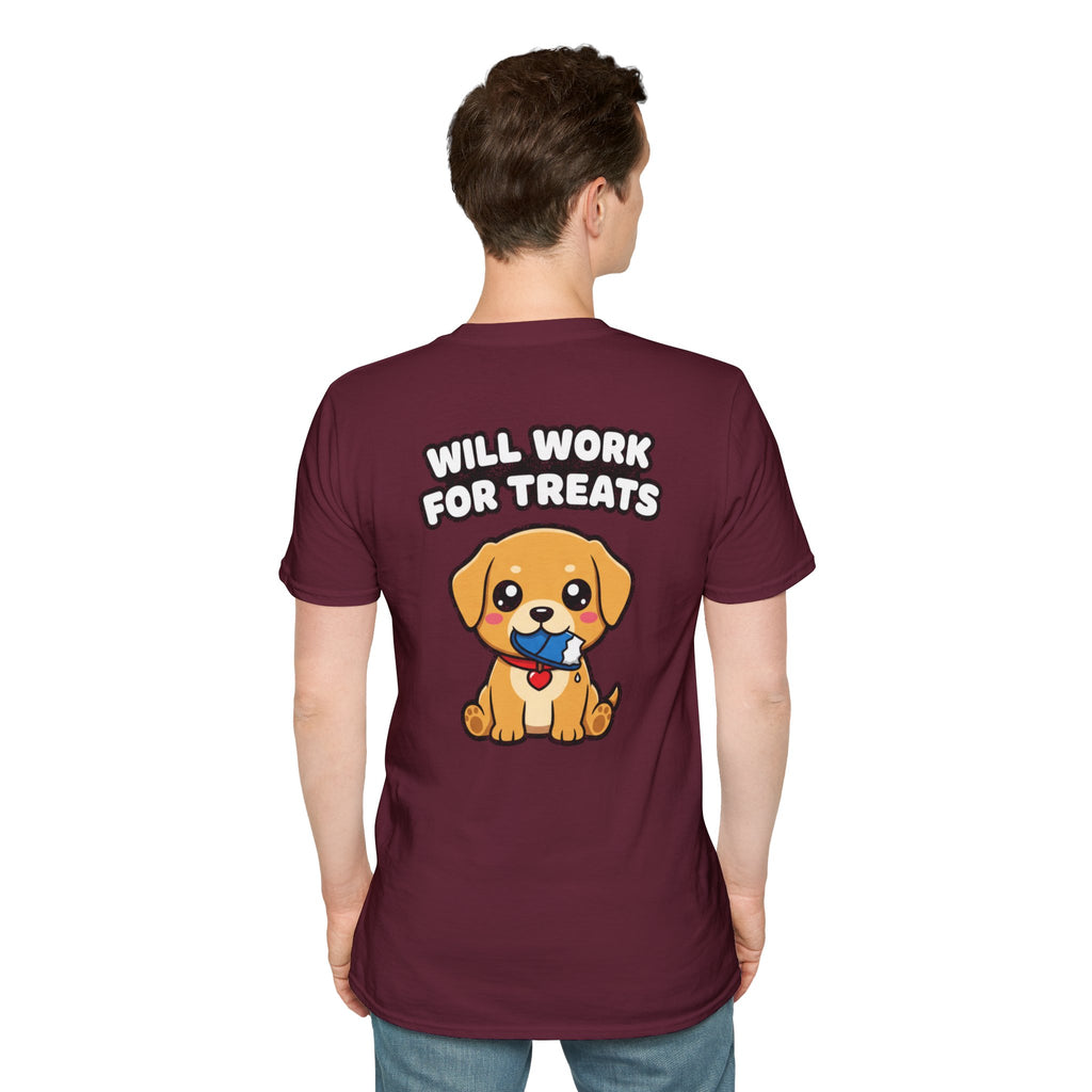 Cute Labrador Shirt Will Work For Treats Funny Dog Lover Unisex Softstyle Tee Gift