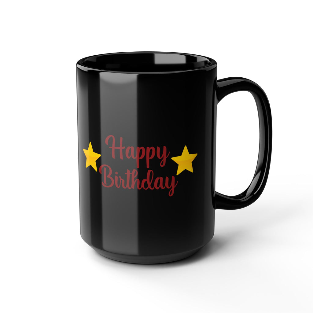 Happy Birthday Gift Black Ceramic Mug Star Great Present Bf Gf Wife Husband 15oz