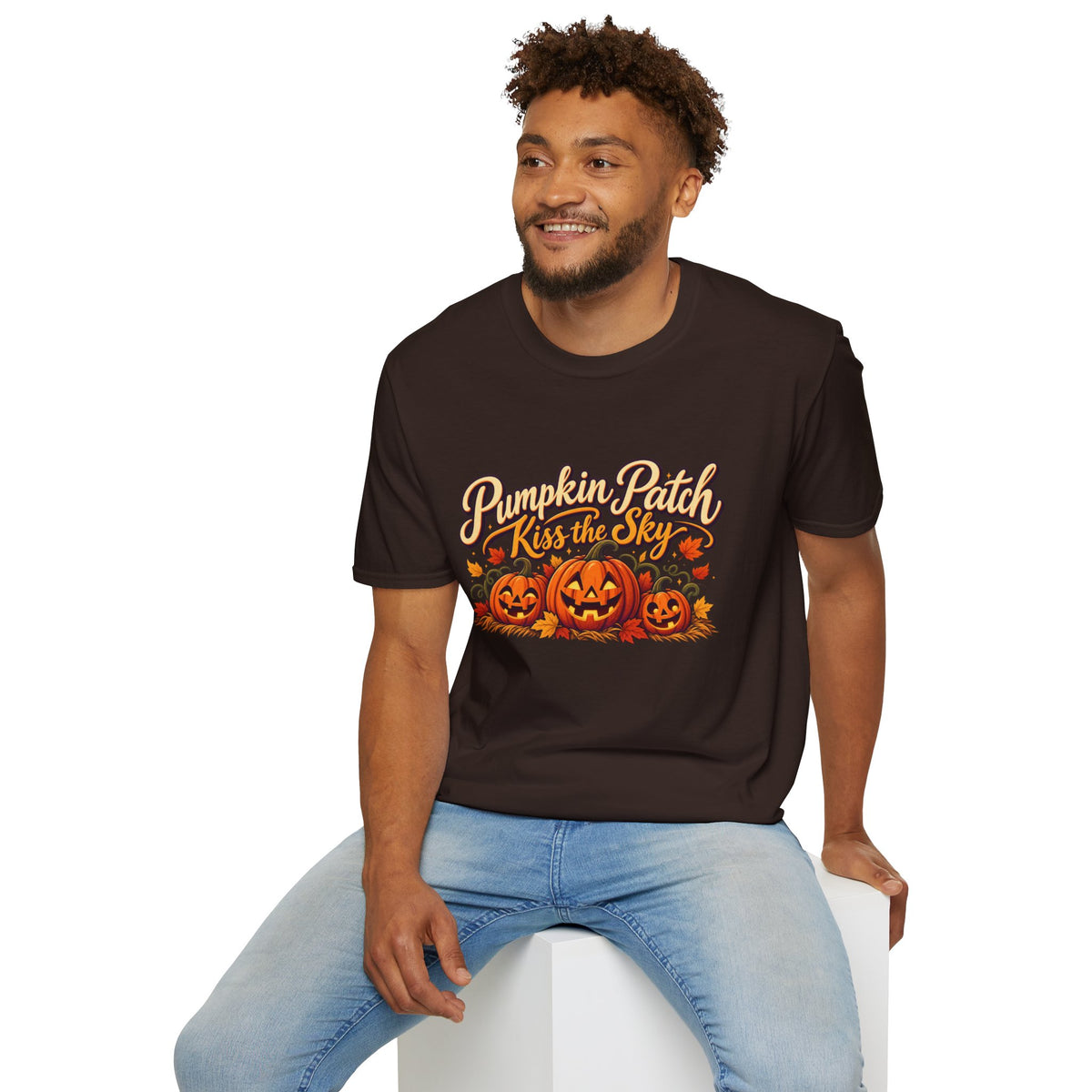 Pumpkin Patch Kiss the Sky Shirt | Cute Fall Jack-O'-Lantern Graphic Tee | Womens Halloween T-Shirt