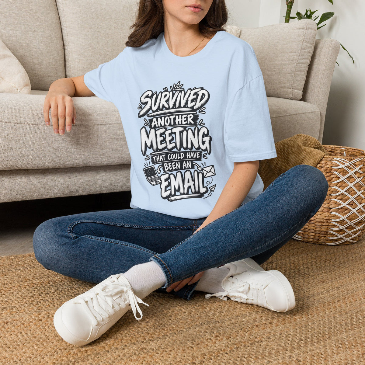 Funny Dark Humor Shirt Survived a Meeting That Could Have Been an Email Tee Unique Coworker Gift