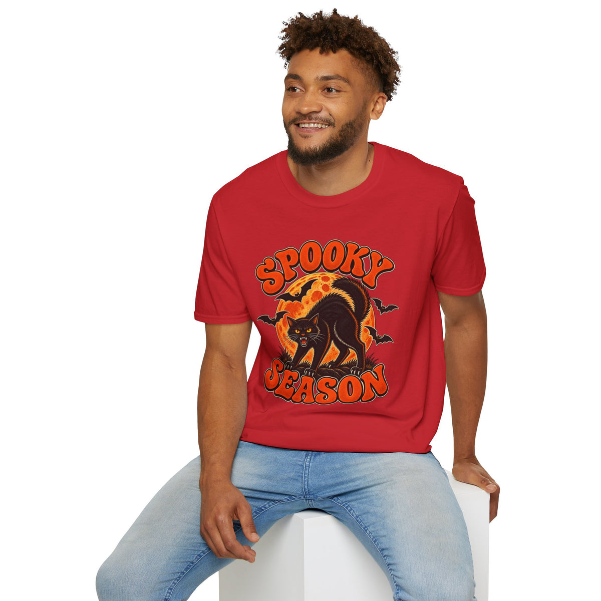 Retro Black Cat Halloween Shirt | Vintage Spooky Season Graphic Tee | Womens Halloween T-Shirt