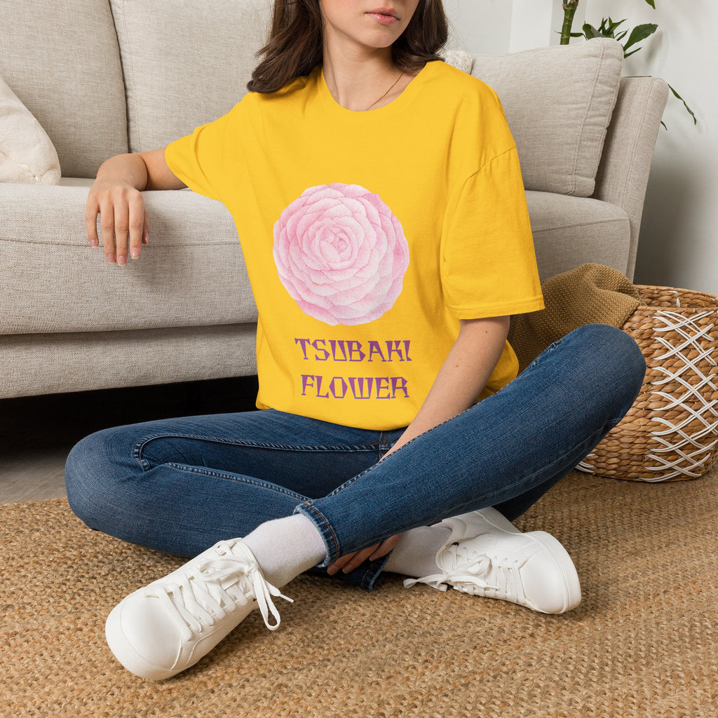 Tsubaki Japanese Camellia Unisex Softstyle T-Shirt Gift Cotton Japan Art Flower