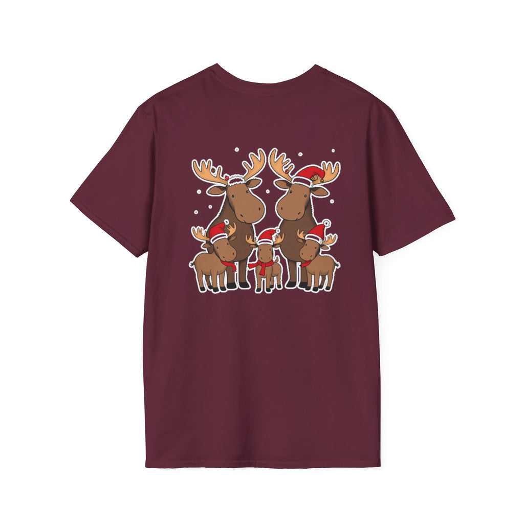 Christmas Moose Family T-Shirt | Cute Cartoon Holiday Design Unique Holiday Gift Shirt