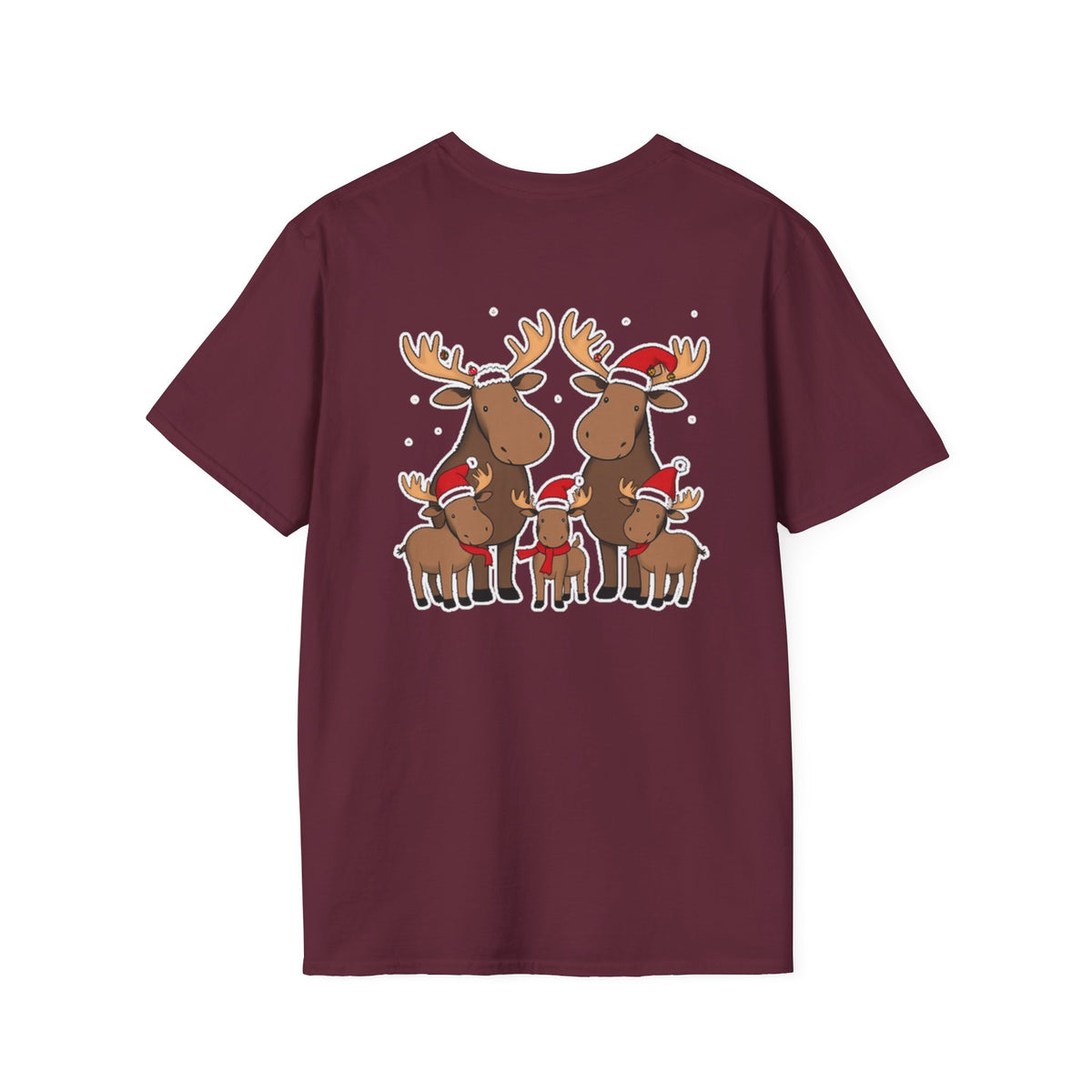 Christmas Moose Family T-Shirt | Cute Cartoon Holiday Design Unique Holiday Gift Shirt