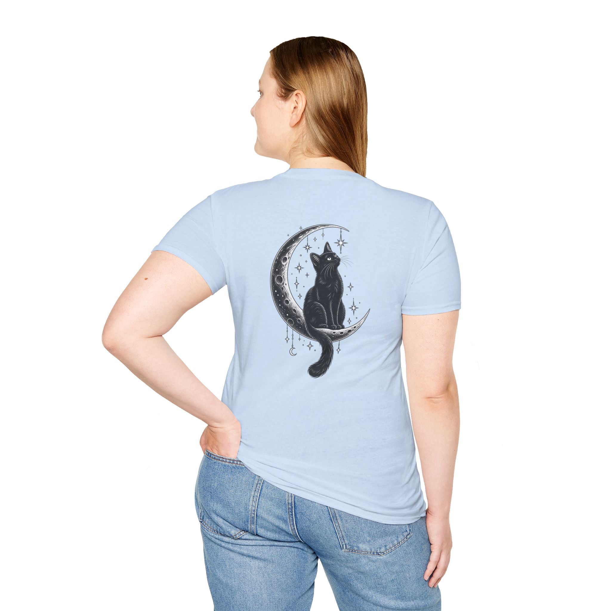 Black Cat Shirt Moon Silhouette Minimalist Funny Cat Lover Graphic Tee Unique Gift Black Cat T shirt