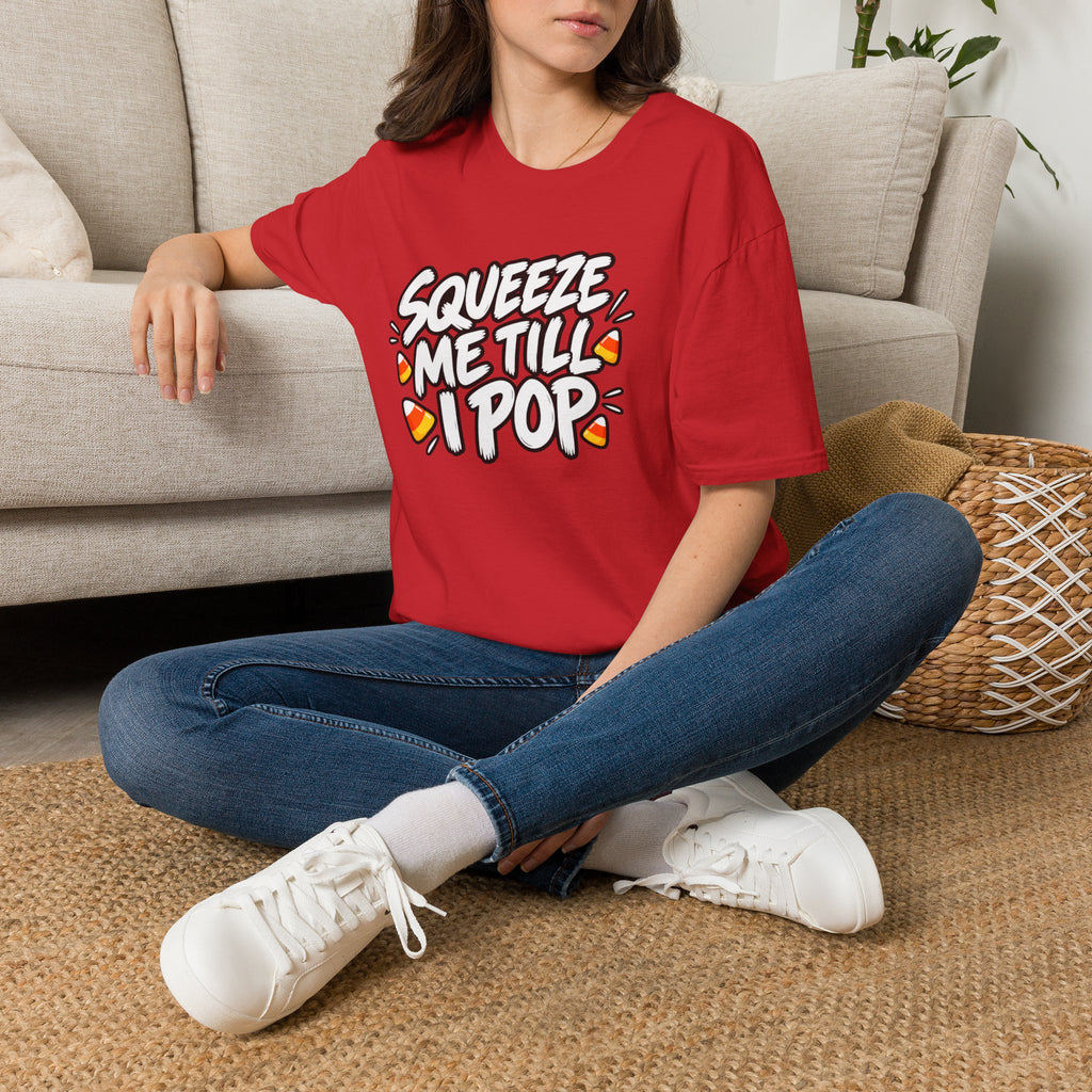 Funny Halloween Shirt Squeeze Me Till I Pop Candy Corn Novelty Tee Graphic T-Shirt