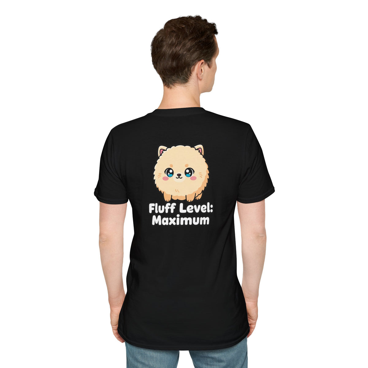Cute Dog Pomeranian Shirt Fluff Level: Maximum Funny Dog Lover Unisex Softstyle Tee Gift