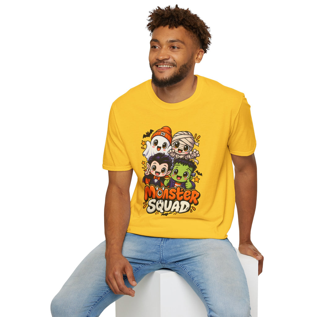 Funny Monster Squad Shirt | Cute Kawaii Halloween Tee | Ghost Mummy Vampire Frankenstein Graphic T-Shirt