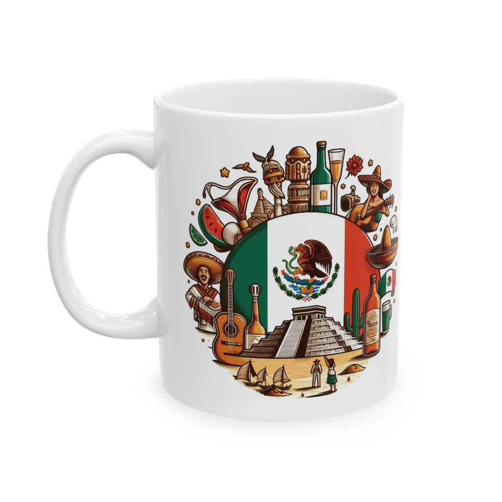 Mexico Mug Flag Chichen Itza Art Unique Tea Coffee Cup Ceramic Mug Gift Tourist