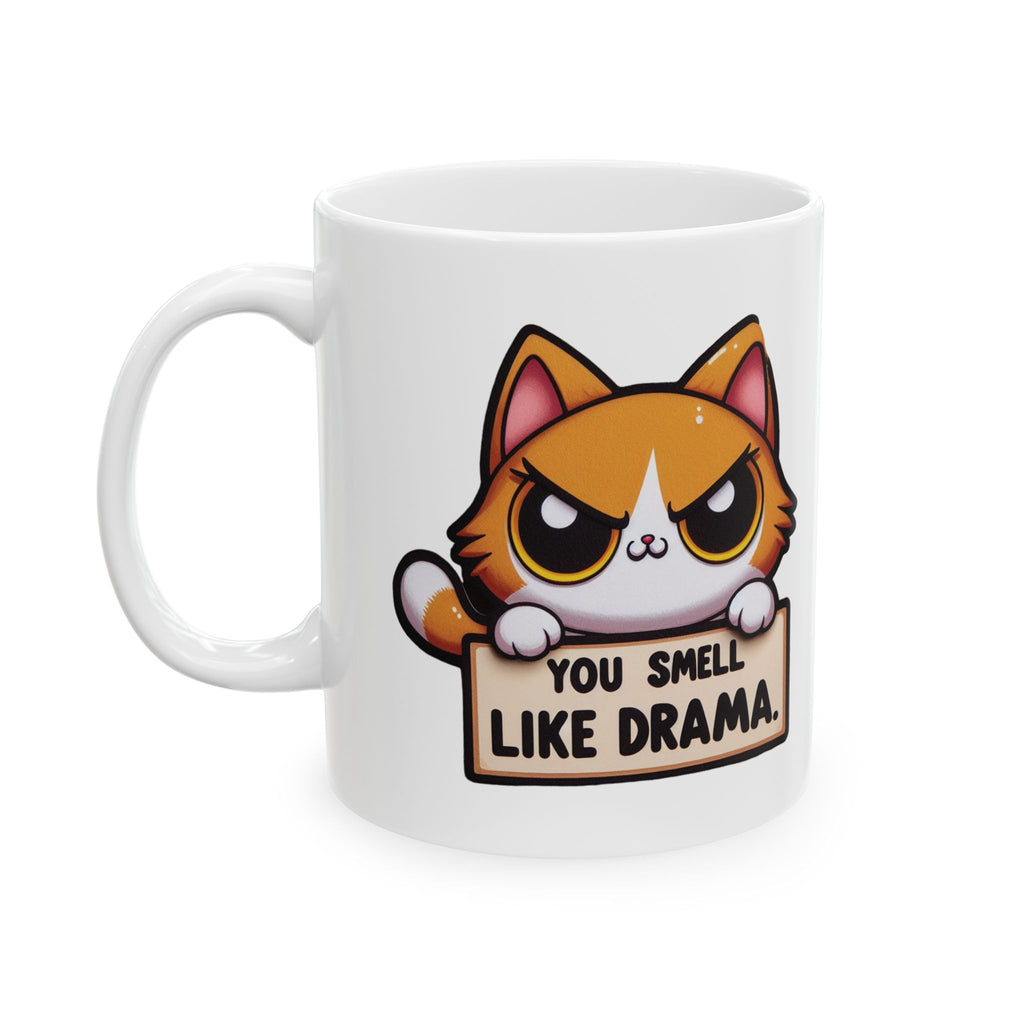 Mug Drama Funny Cat Coffee Ceramic Gift DRAMA Cup Stoneware Mug Gift Travel Cute 11oz