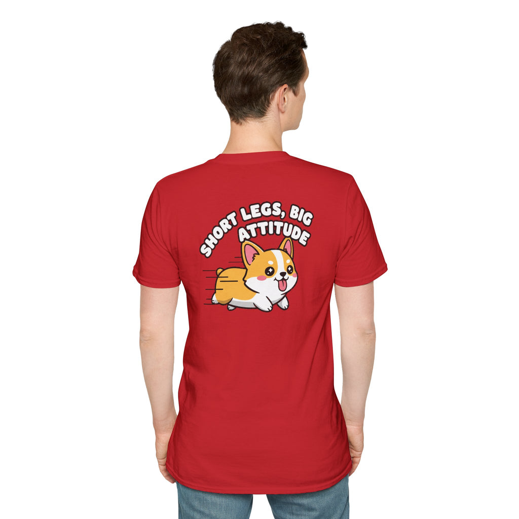 Cute Corgi Shirt Short Legs, Big Attitude Funny Dog Lover Unisex Softstyle Tee Gift