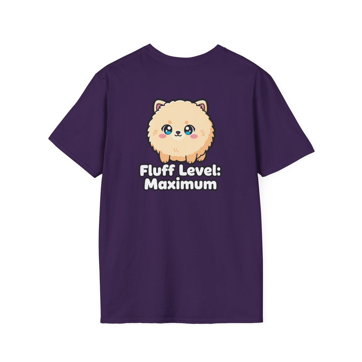Cute Dog Pomeranian Shirt Fluff Level: Maximum Funny Dog Lover Unisex Softstyle Tee Gift