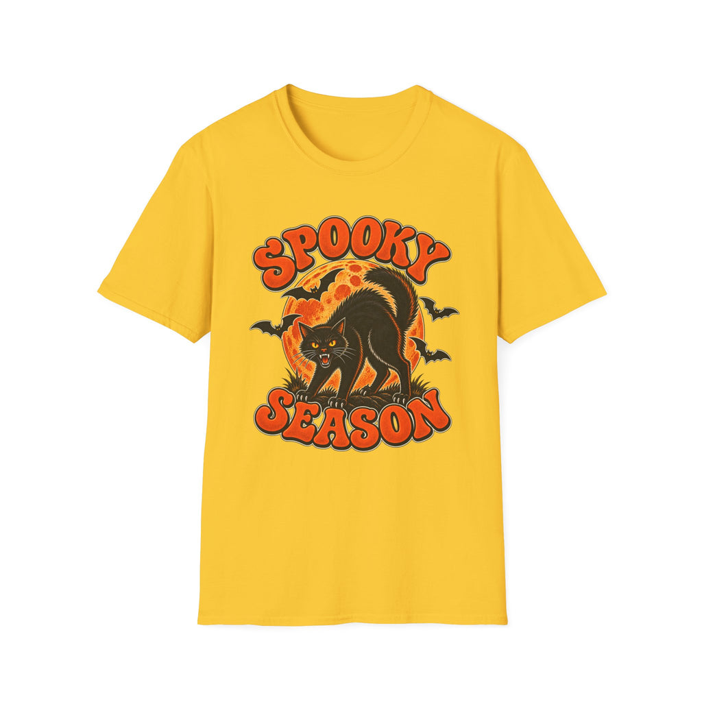 Retro Black Cat Halloween Shirt | Vintage Spooky Season Graphic Tee | Womens Halloween T-Shirt