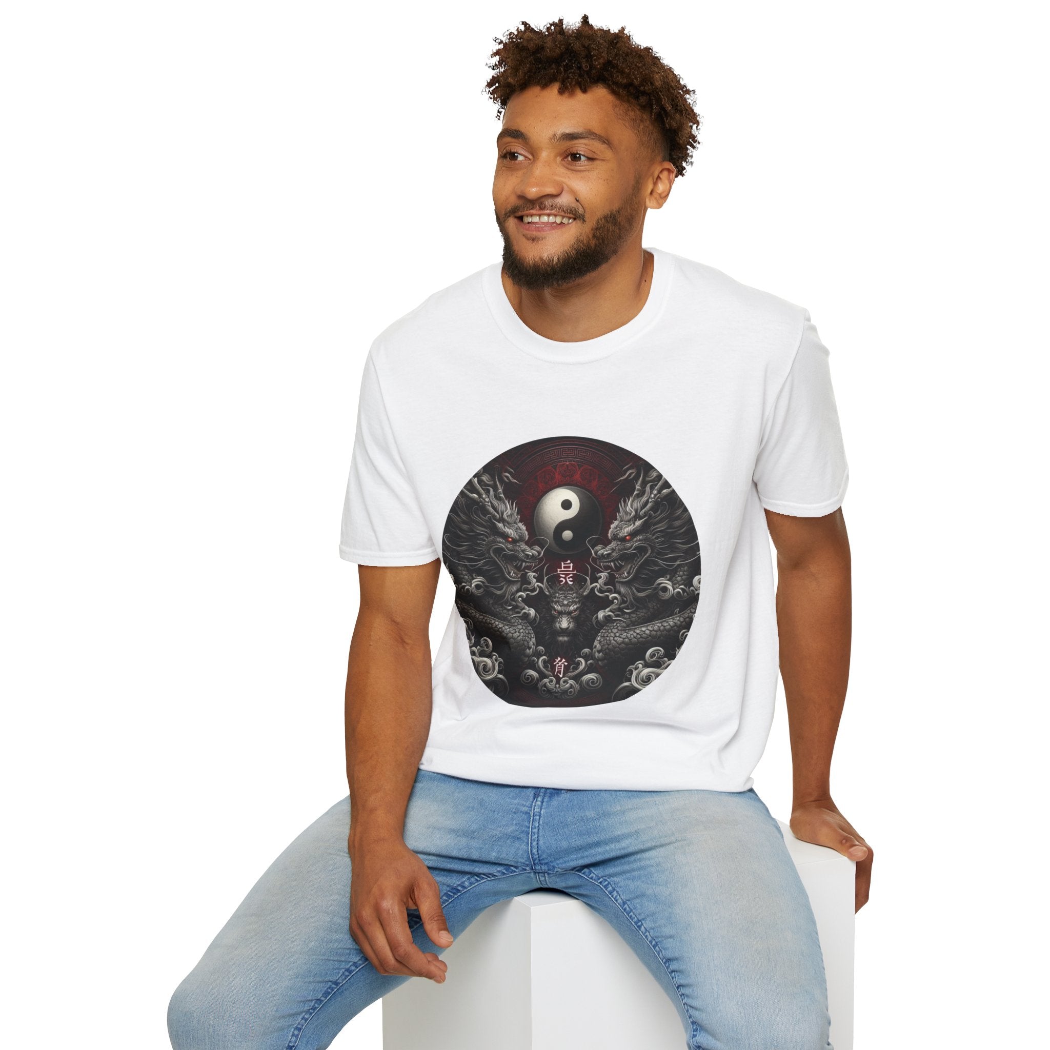 Dragon T-shirt Men Women Graphic Tee Clothing Apparel Symbol Ying Yang Best Gift