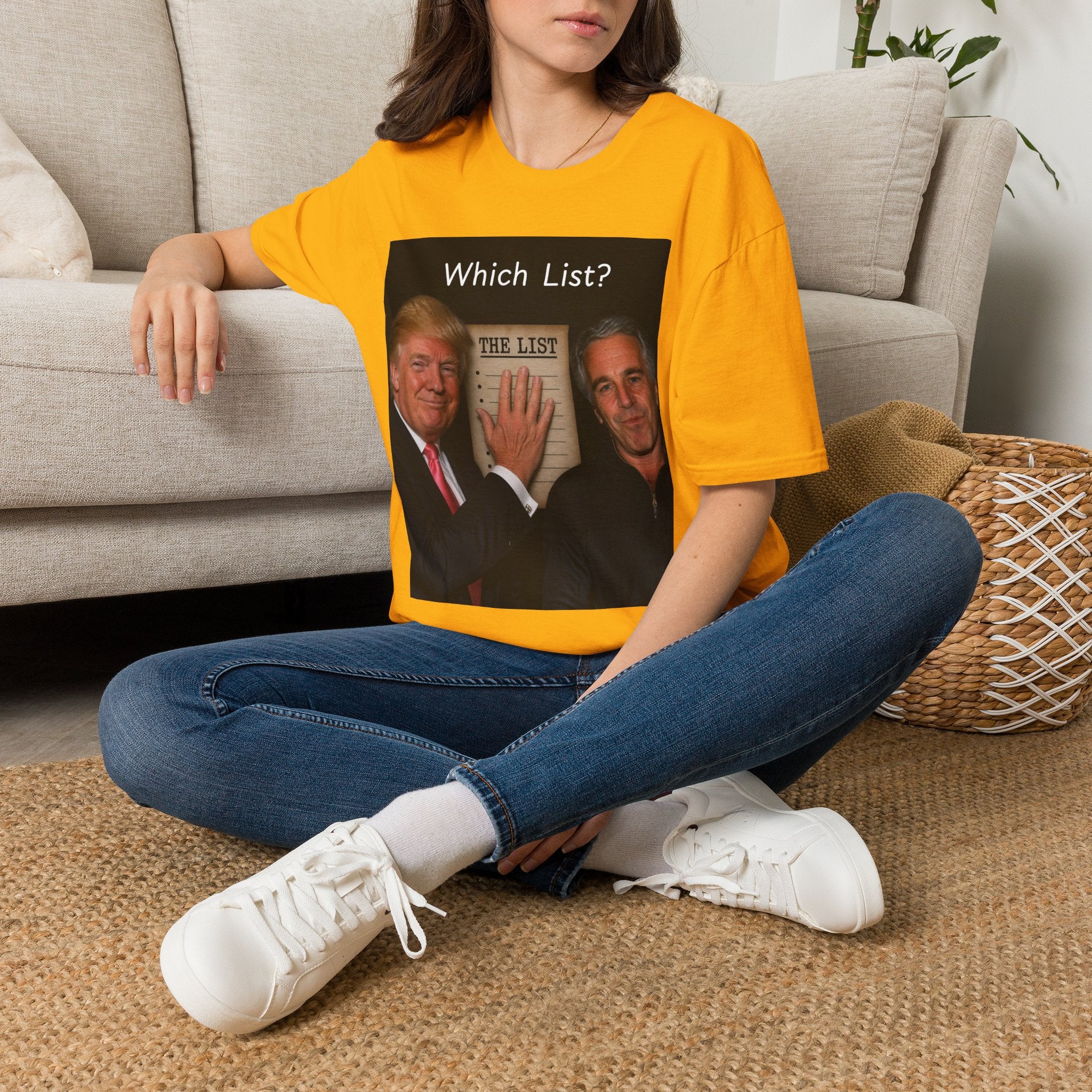 Funny Trump Epstein T-shirt Unique Unisex Conspiracy Theory What List Tshirt