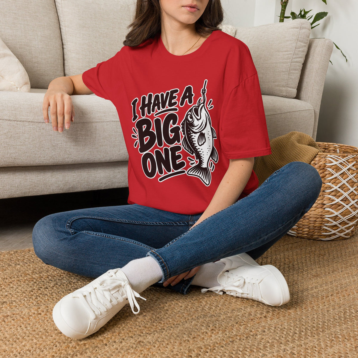 Funny Fishing Shirt I Have a Big One Novelty Unique Gift Tshirt Unisex Softstyle Graphic Tee