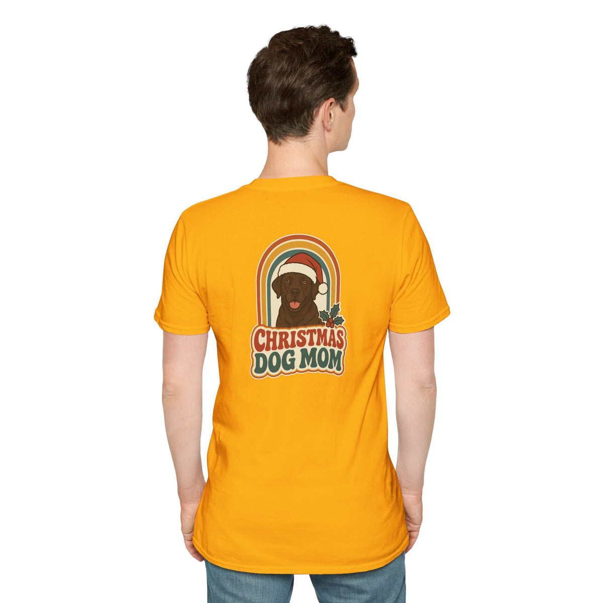 Retro Christmas Dog T-Shirt Christmas Dog Mom Vintage Dog Lover Shirt Unisex Softstyle Tee Christmas Gift