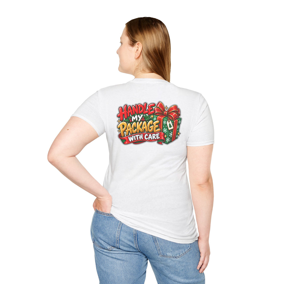 Funny Christmas Pun Tee Cheeky Holiday Shirt Dark Humor Funny Shirt HANDLE MY PACKAGE WITH CARE T-Shirt Unique Gift