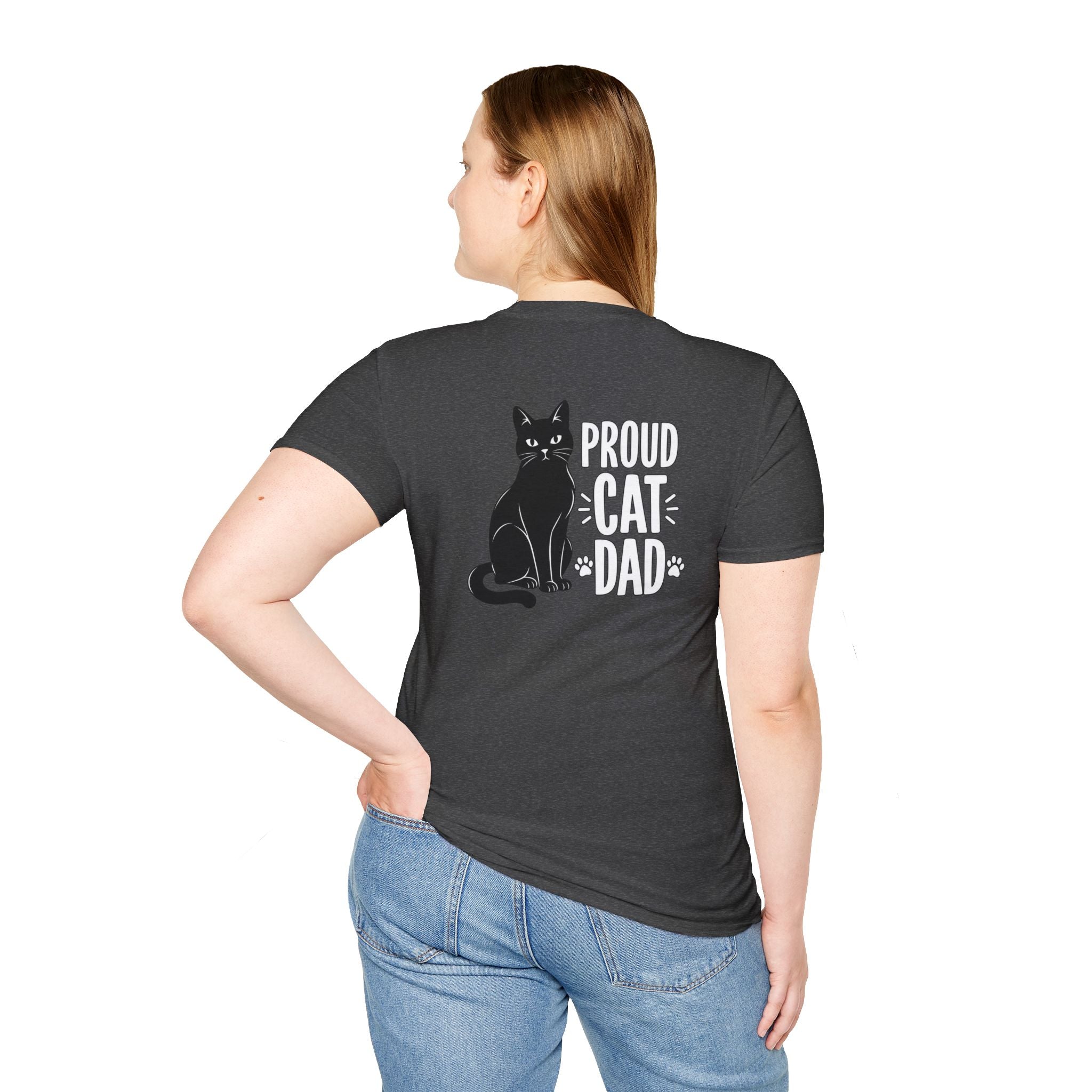 Cat Dad Shirt Proud Cat Dad Black Cat Silhouette Graphic Tee Unique Gift Funny Tshirt
