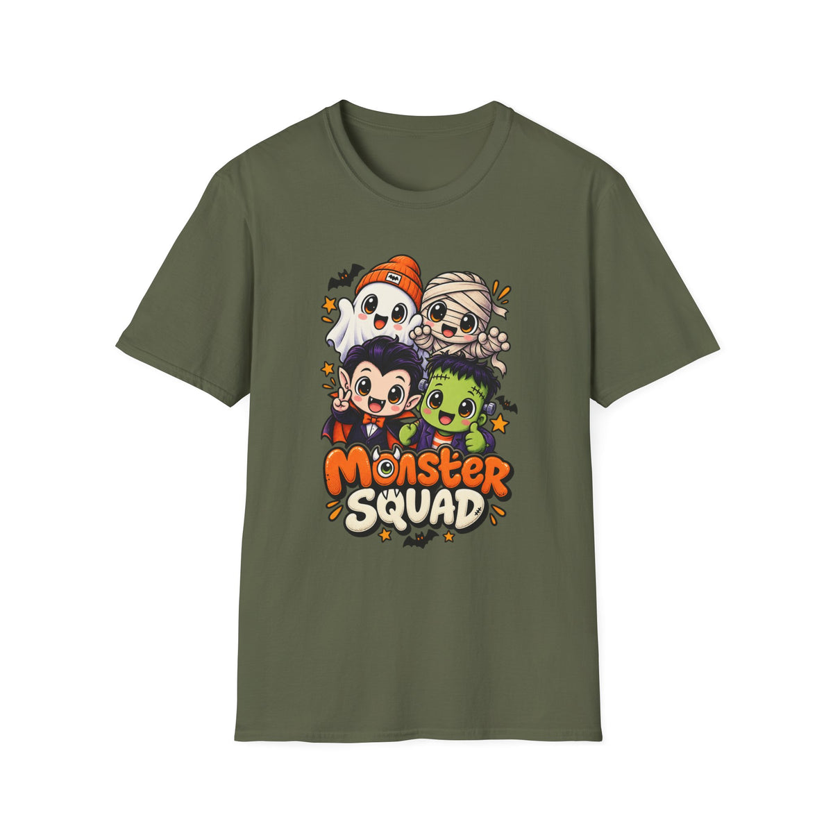 Funny Monster Squad Shirt | Cute Kawaii Halloween Tee | Ghost Mummy Vampire Frankenstein Graphic T-Shirt