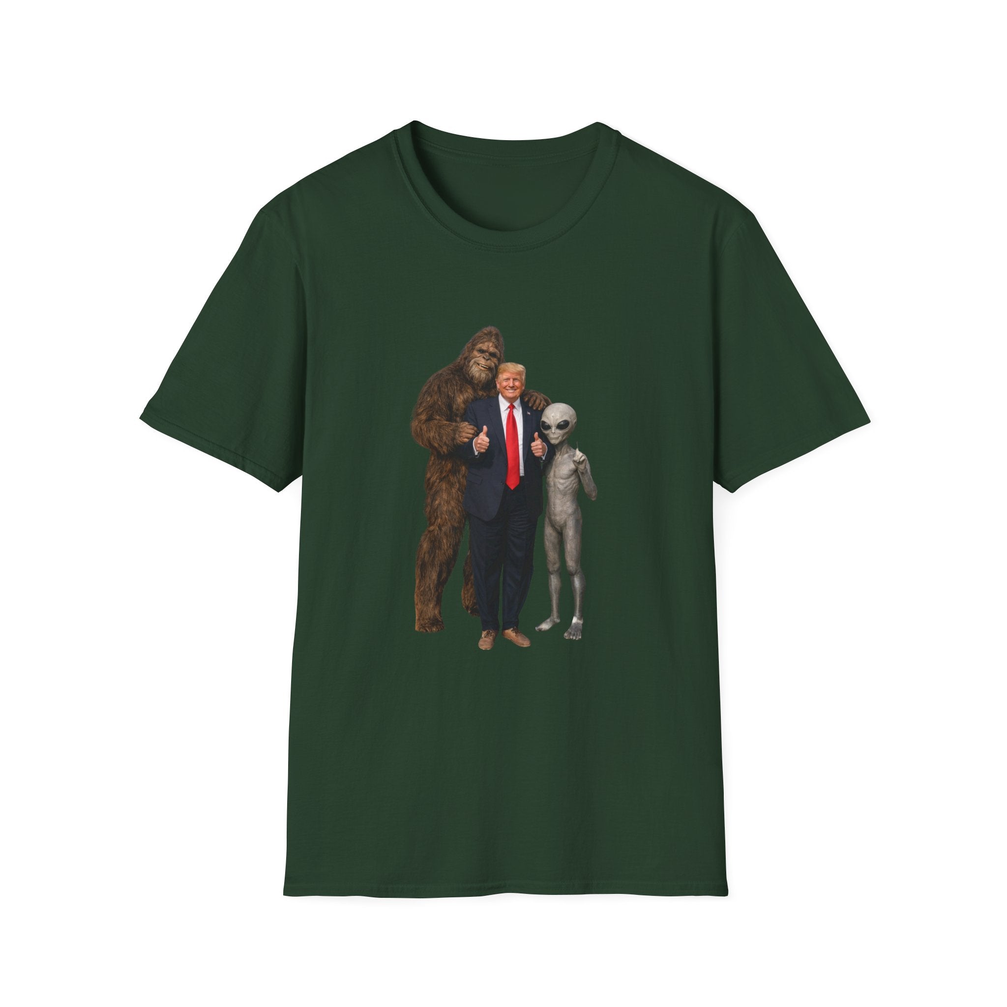Funny Trump Bigfoot Alien UFO Weird Alien T-Shirt Unisex Softstyle T-Shirt Yeti