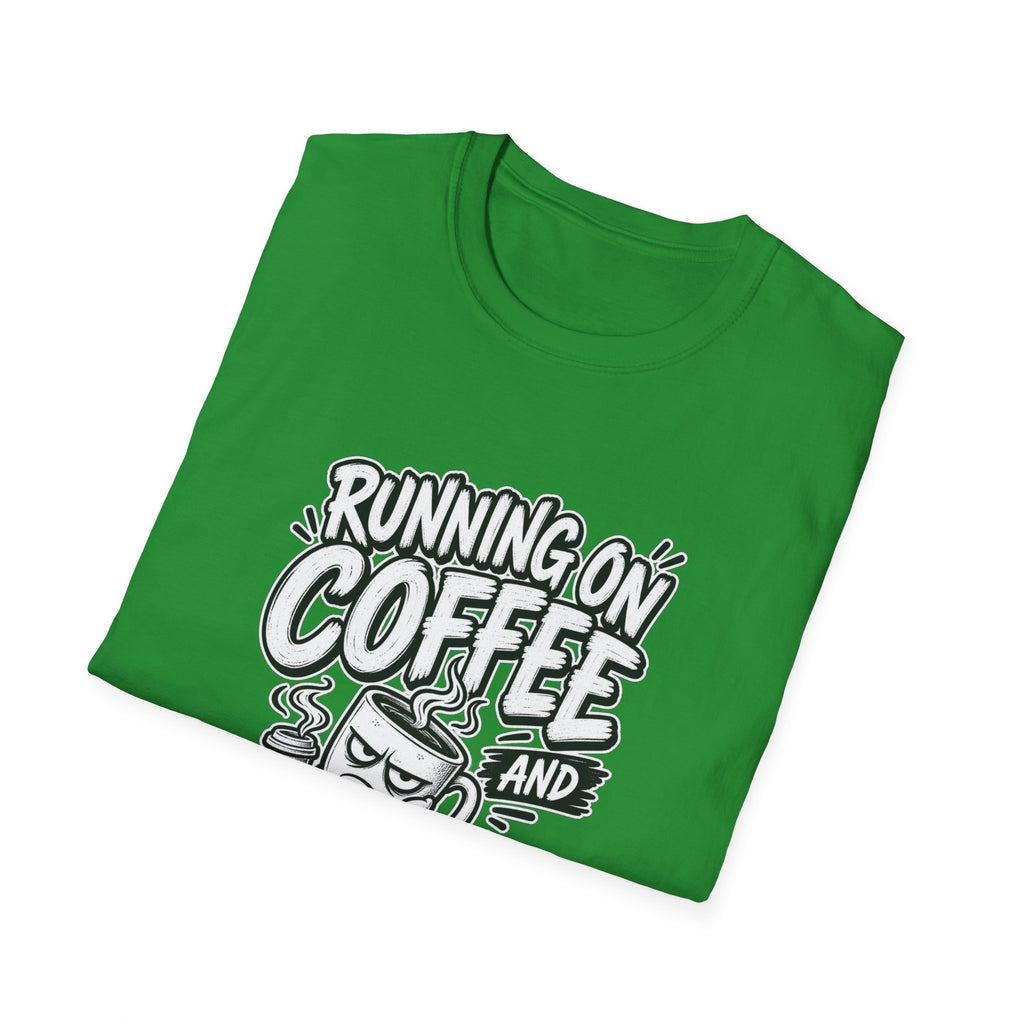 Funny Dark Humor Tshirt — Funny Office Tshirt Dark Humor Graphic Tee Unique Coworker Gift  RUNNING ON COFFEE AND PASSIVE AGGRESSION Shirt