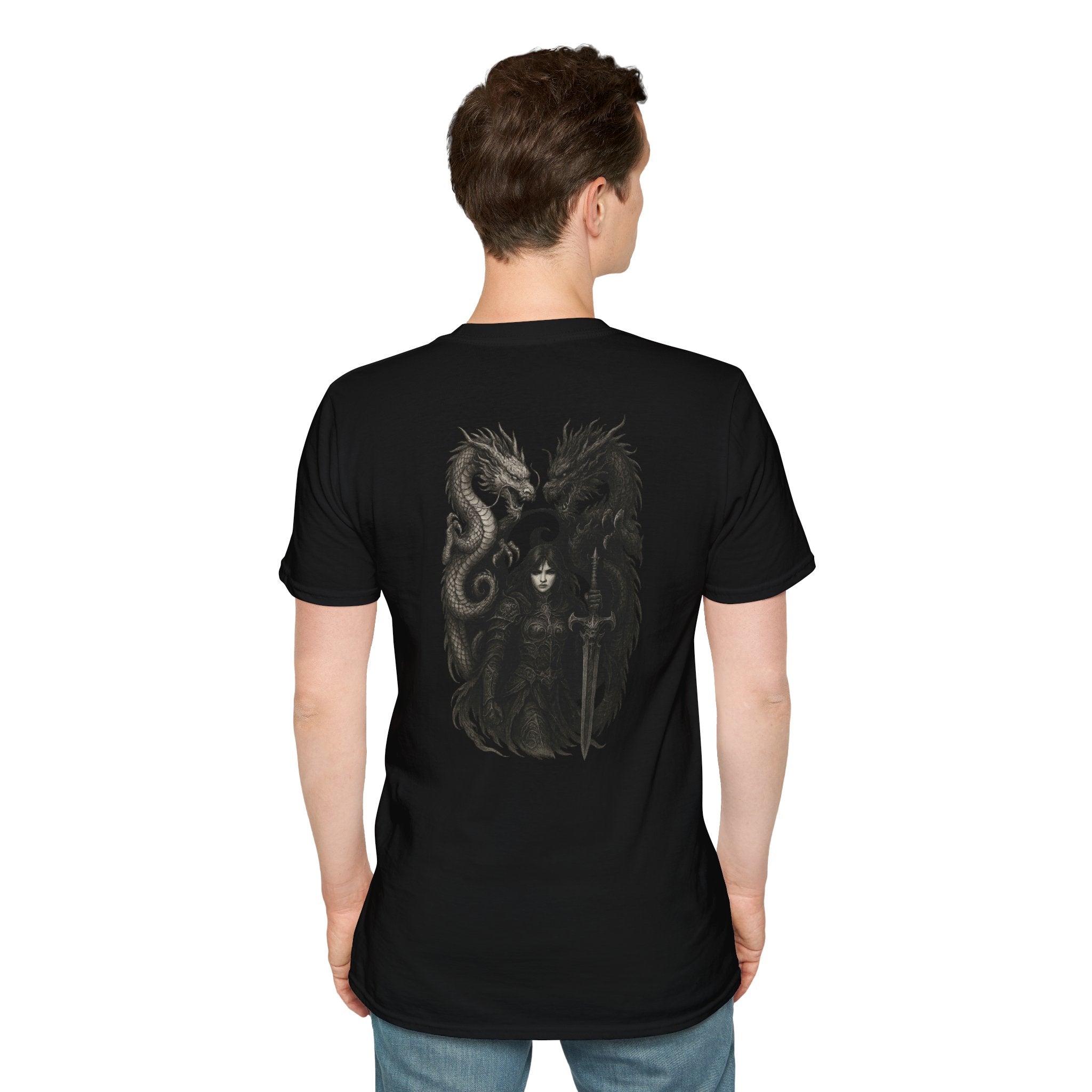Dragon T-shirt Men Women Graphic Tee Clothing Apparel Symbol Ying Yang In Back