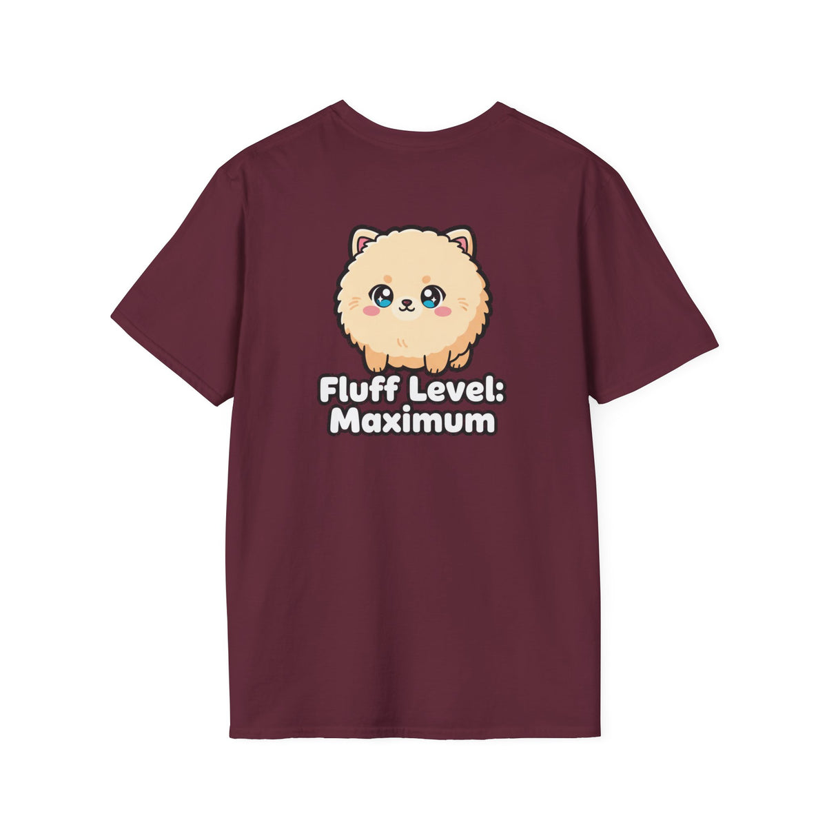 Cute Dog Pomeranian Shirt Fluff Level: Maximum Funny Dog Lover Unisex Softstyle Tee Gift