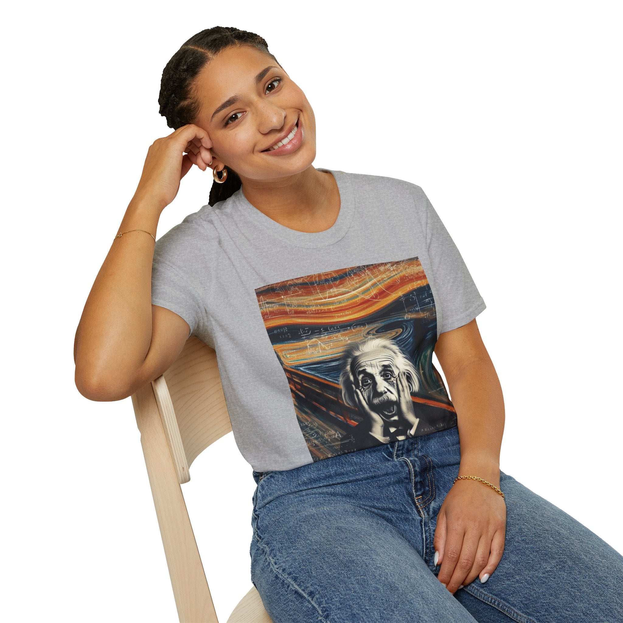 Funny Einstein Unisex Softstyle T-Shirt Edvard Munch Scream Cotton Gift Men Lady