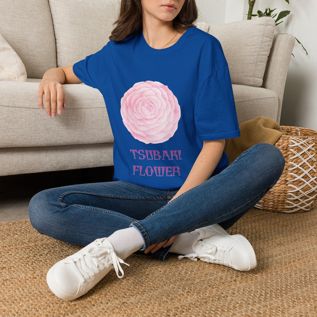 Tsubaki Japanese Camellia Unisex Softstyle T-Shirt Gift Cotton Japan Art Flower