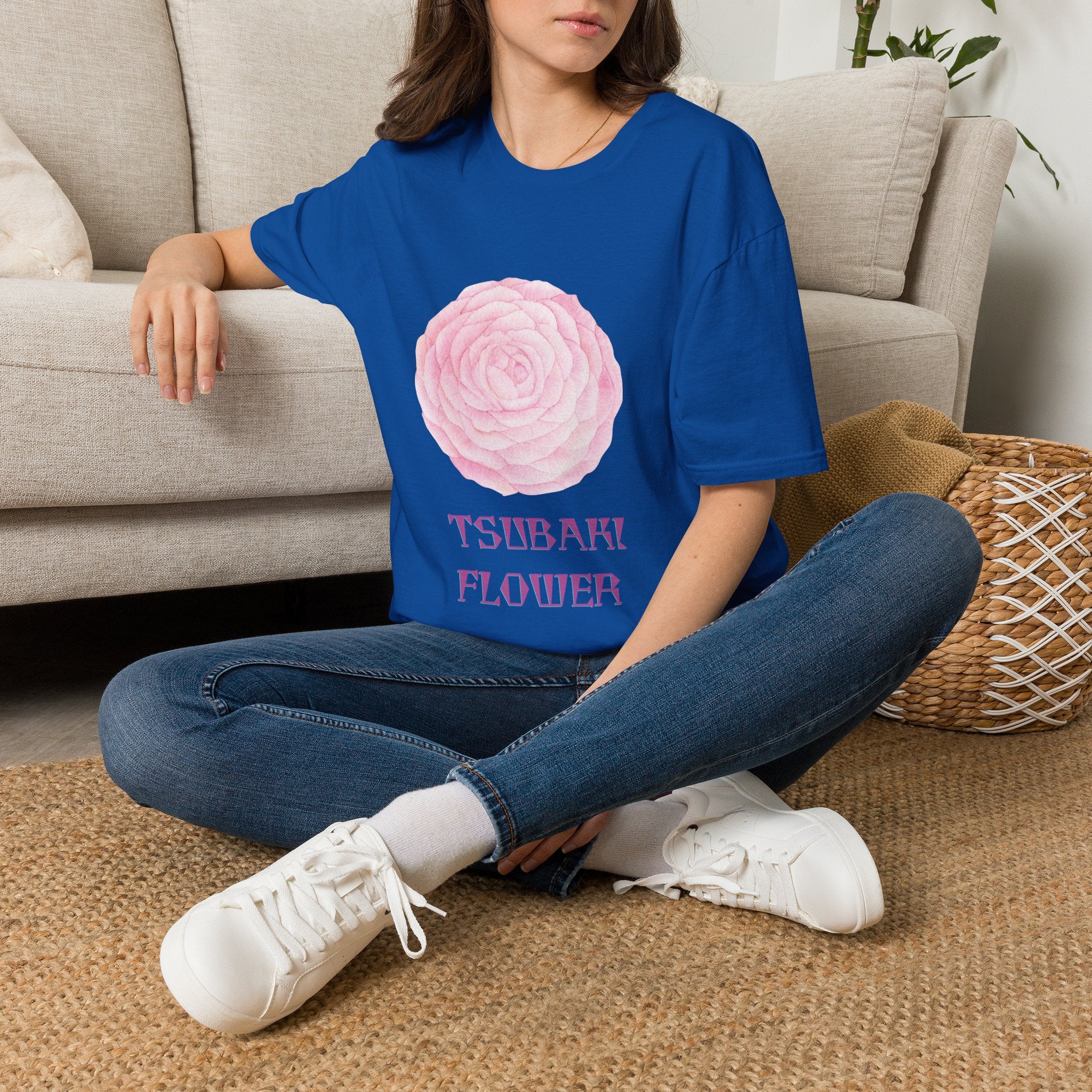 Tsubaki Japanese Camellia Unisex Softstyle T-Shirt Gift Cotton Japan Art Flower