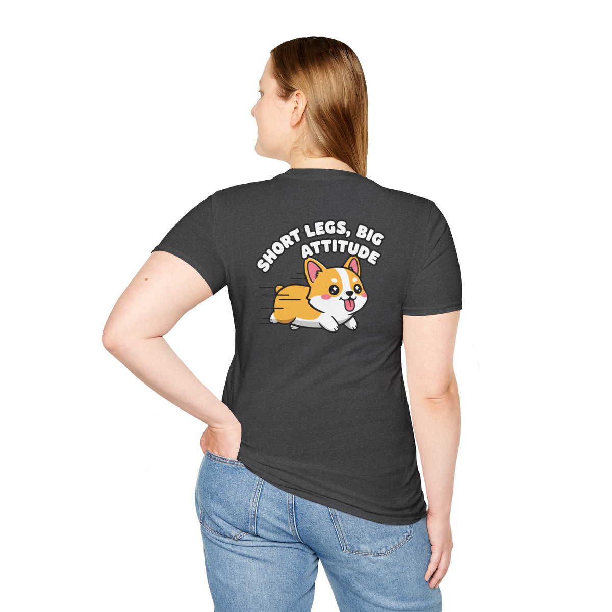 Cute Corgi Shirt Short Legs, Big Attitude Funny Dog Lover Unisex Softstyle Tee Gift