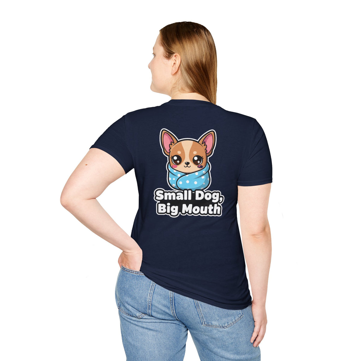 Cute Chihuahua Shirt Small Dog, Big Mouth Funny Dog Lover Unisex Softstyle Tee Gift