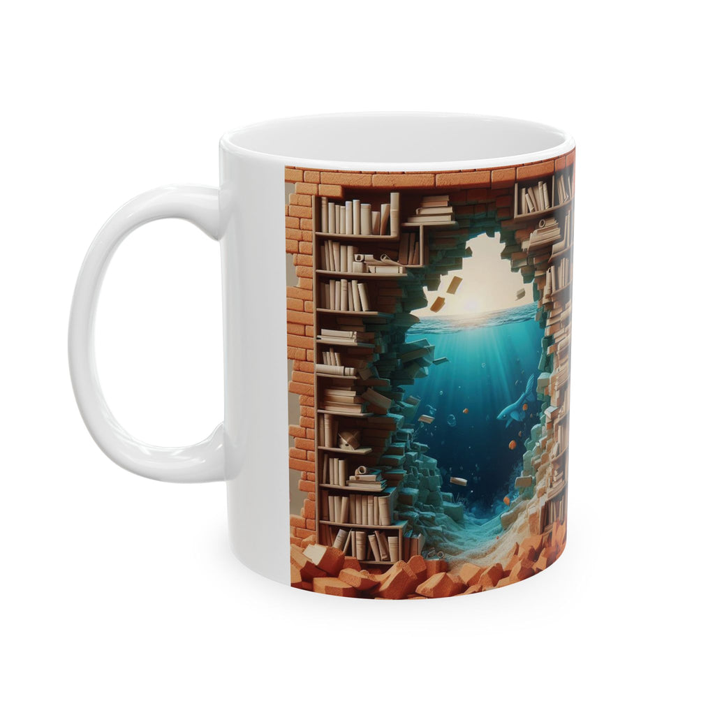 3D Bookshelf Mug Library Mugs Book Marine Ceramic Mug Tea Cup Unique Office Gift
