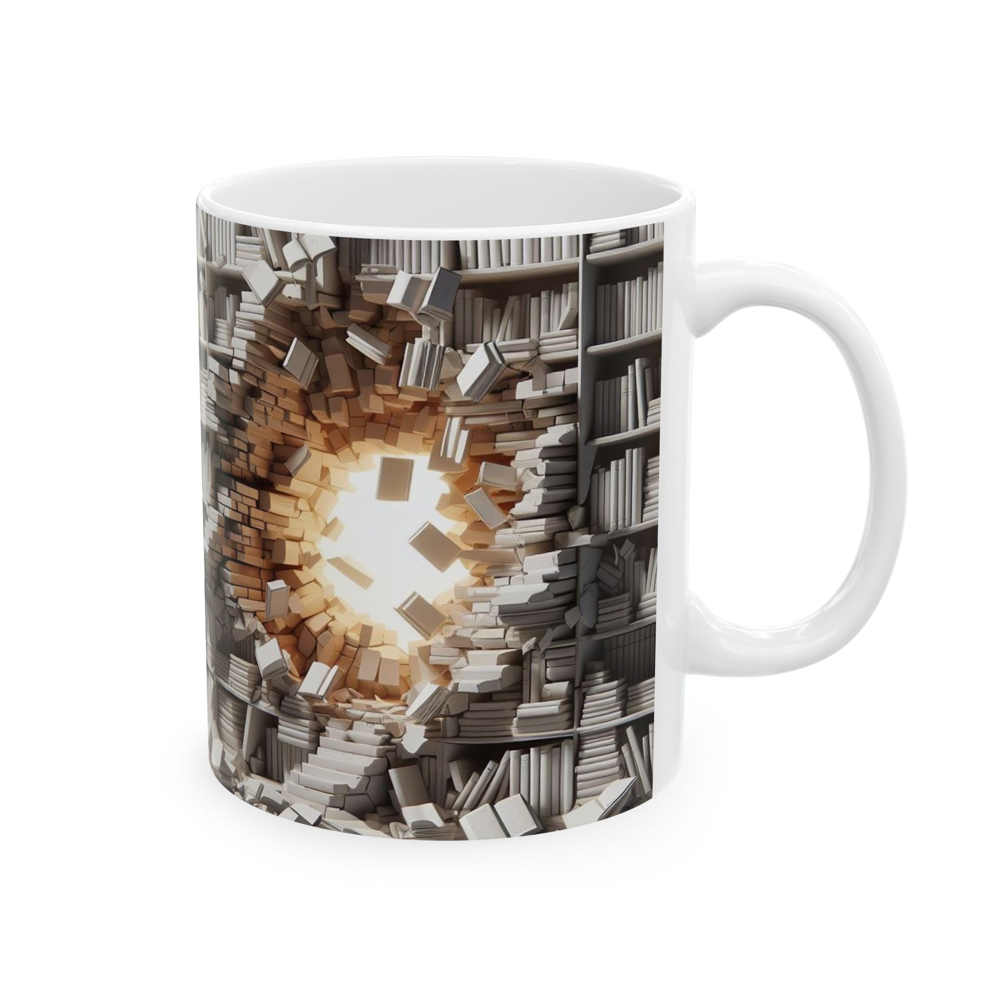 3D Bookshelf Mug-Library Book Mugs Funny Ceramic Mug Unique Gift Cup Work Office