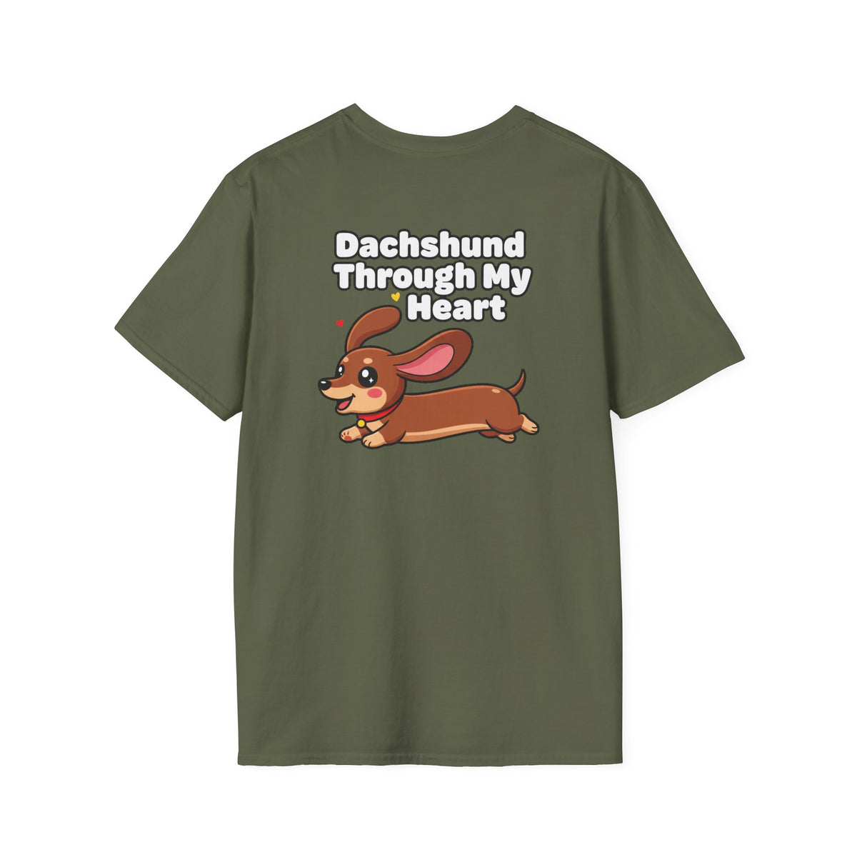 Cute Dachshund Shirt Dachshund Through My Heart Funny Dog Lover Unisex Softstyle Tee Gift