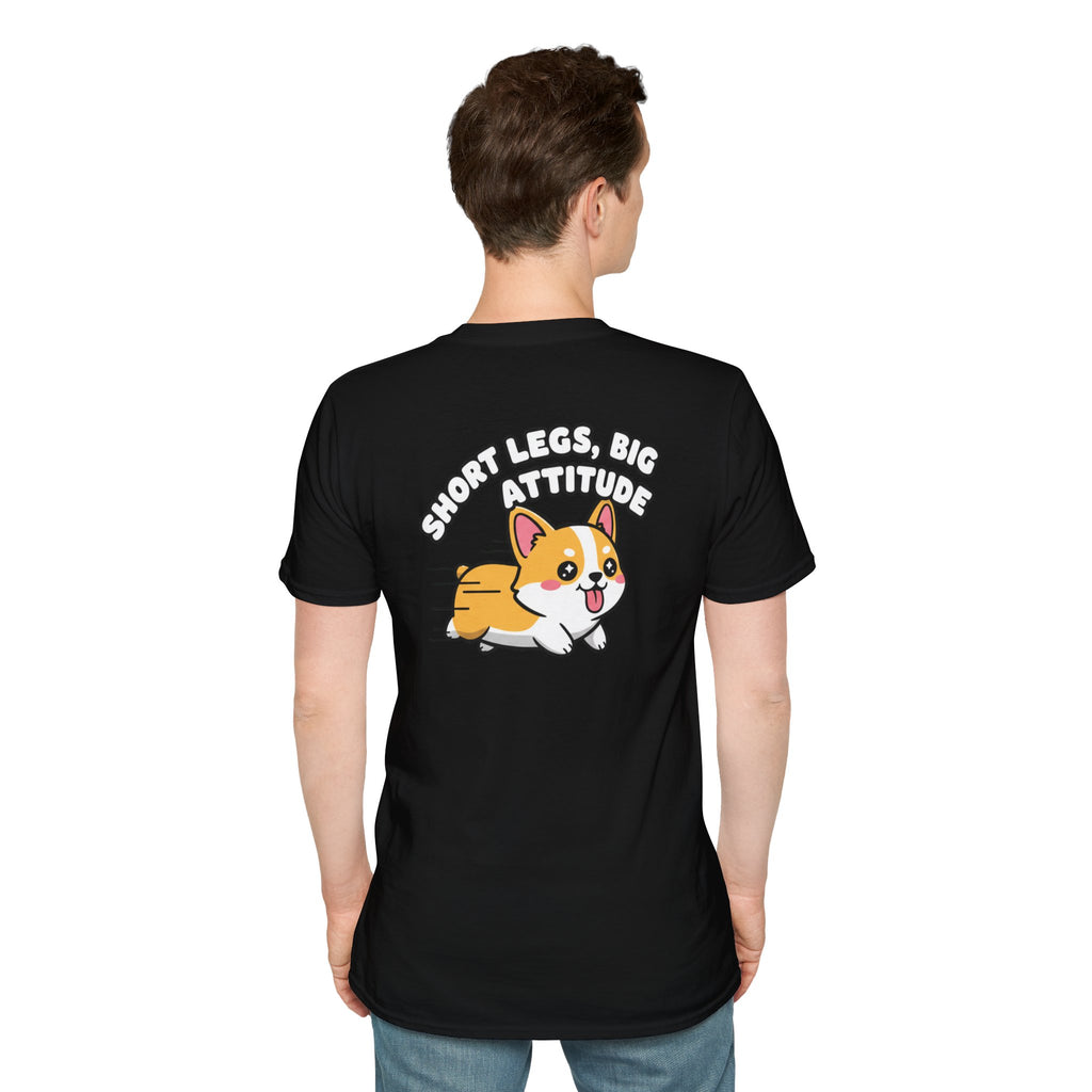 Cute Corgi Shirt Short Legs, Big Attitude Funny Dog Lover Unisex Softstyle Tee Gift