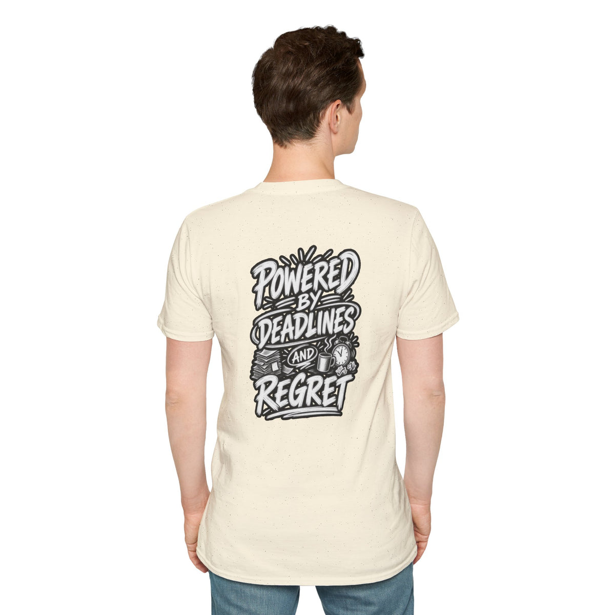 Funny Dark Humor Shirt Powered by Deadlines and Regret Funny Office Tee Unique Coworker Gift