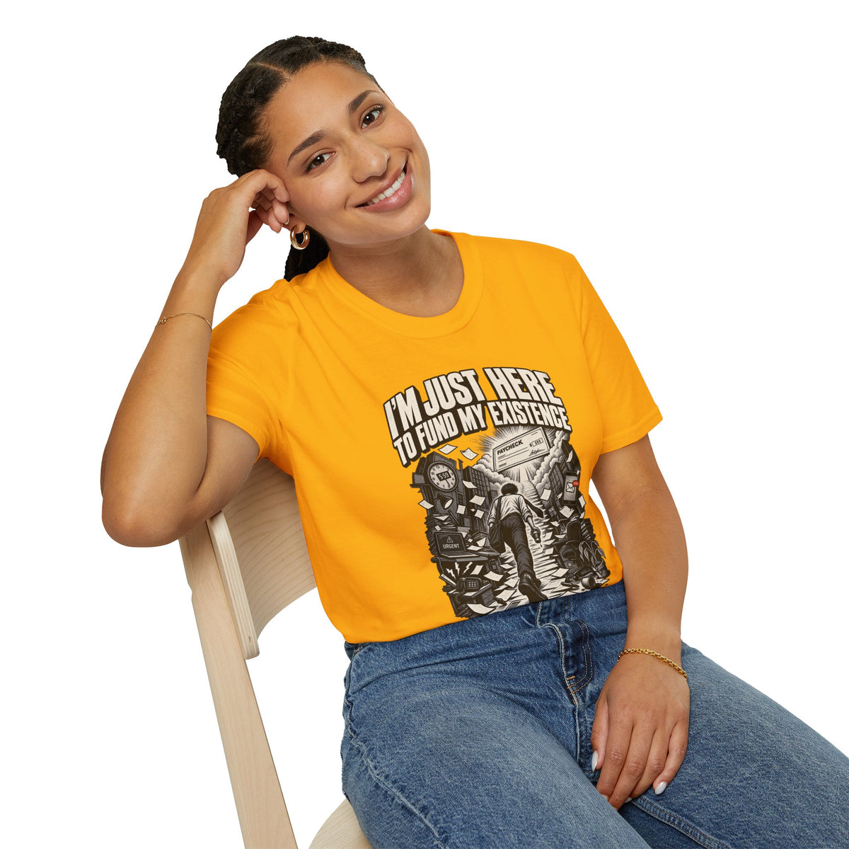 Funny Dark Humor Tshirt — Funny Office Tshirt Dark Humor Graphic Tee Unique Coworker Gift I'M JUST HERE TO FUND MY EXISTENCE Shirt