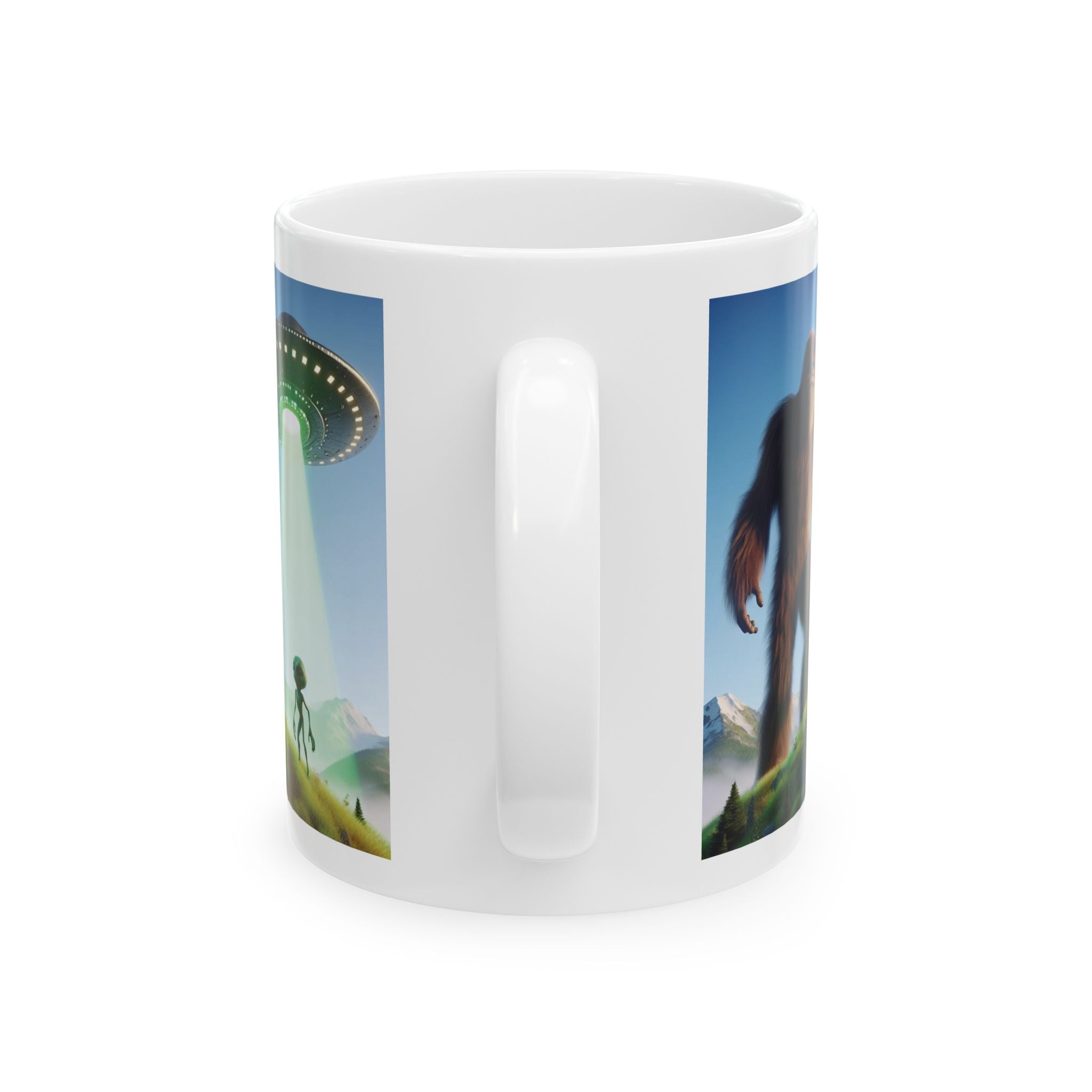 Funny Coffee Cup Bigfoot Alien Mug 11 oz Sasquatch Gift Kids Cute Ceramic Mug