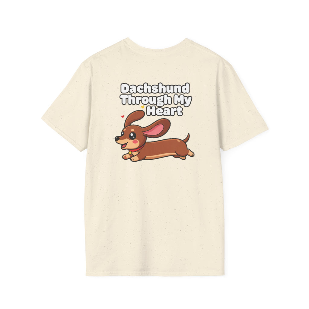 Cute Dachshund Shirt Dachshund Through My Heart Funny Dog Lover Unisex Softstyle Tee Gift