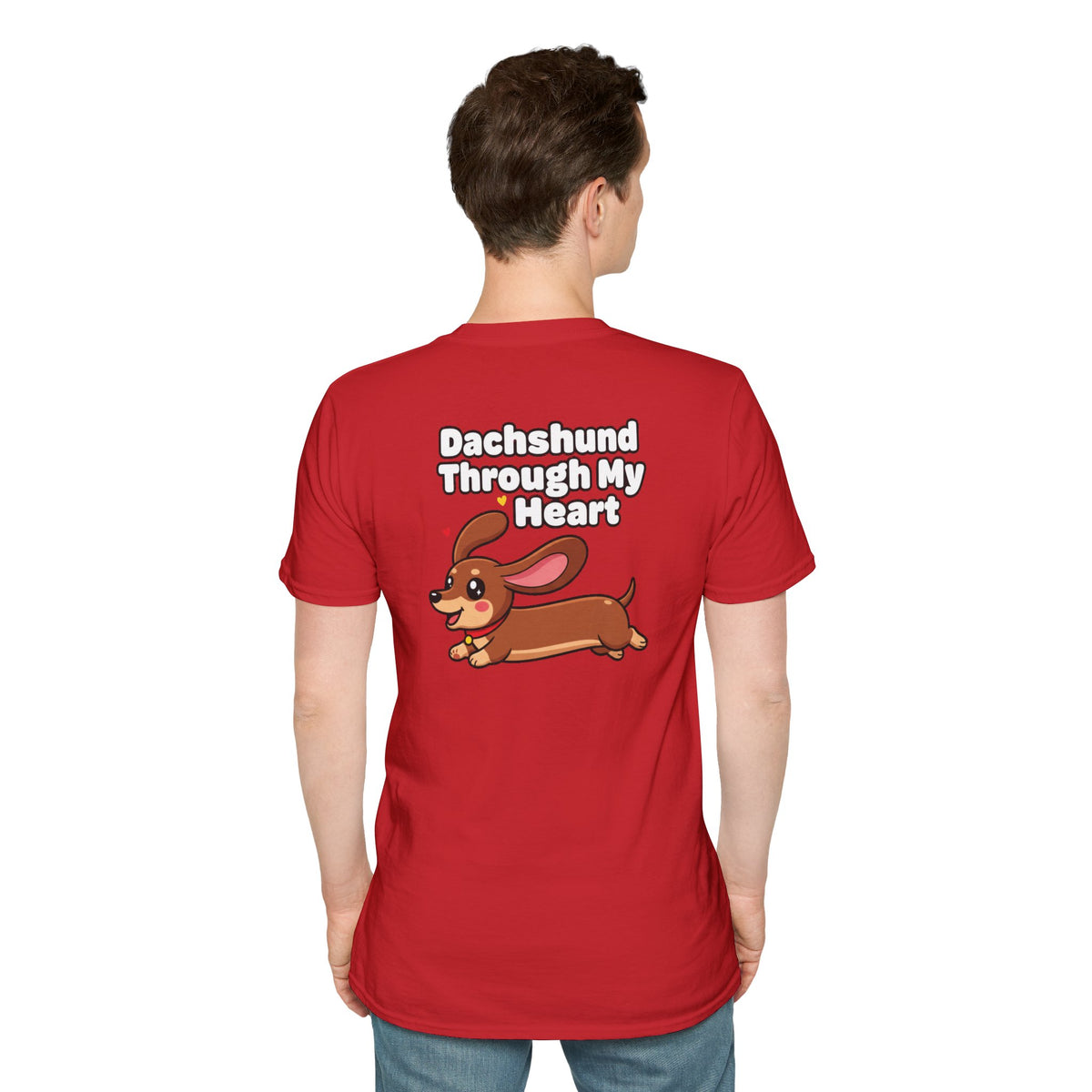Cute Dachshund Shirt Dachshund Through My Heart Funny Dog Lover Unisex Softstyle Tee Gift
